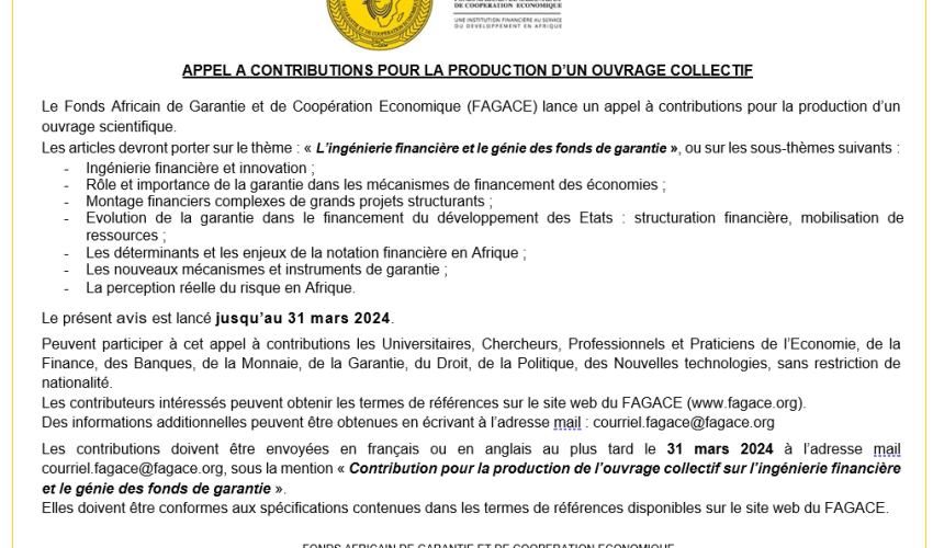 APPEL A CONTRIBUTIONS POUR LA PRODUCTION D’UN OUVRAGE COLLECTIF